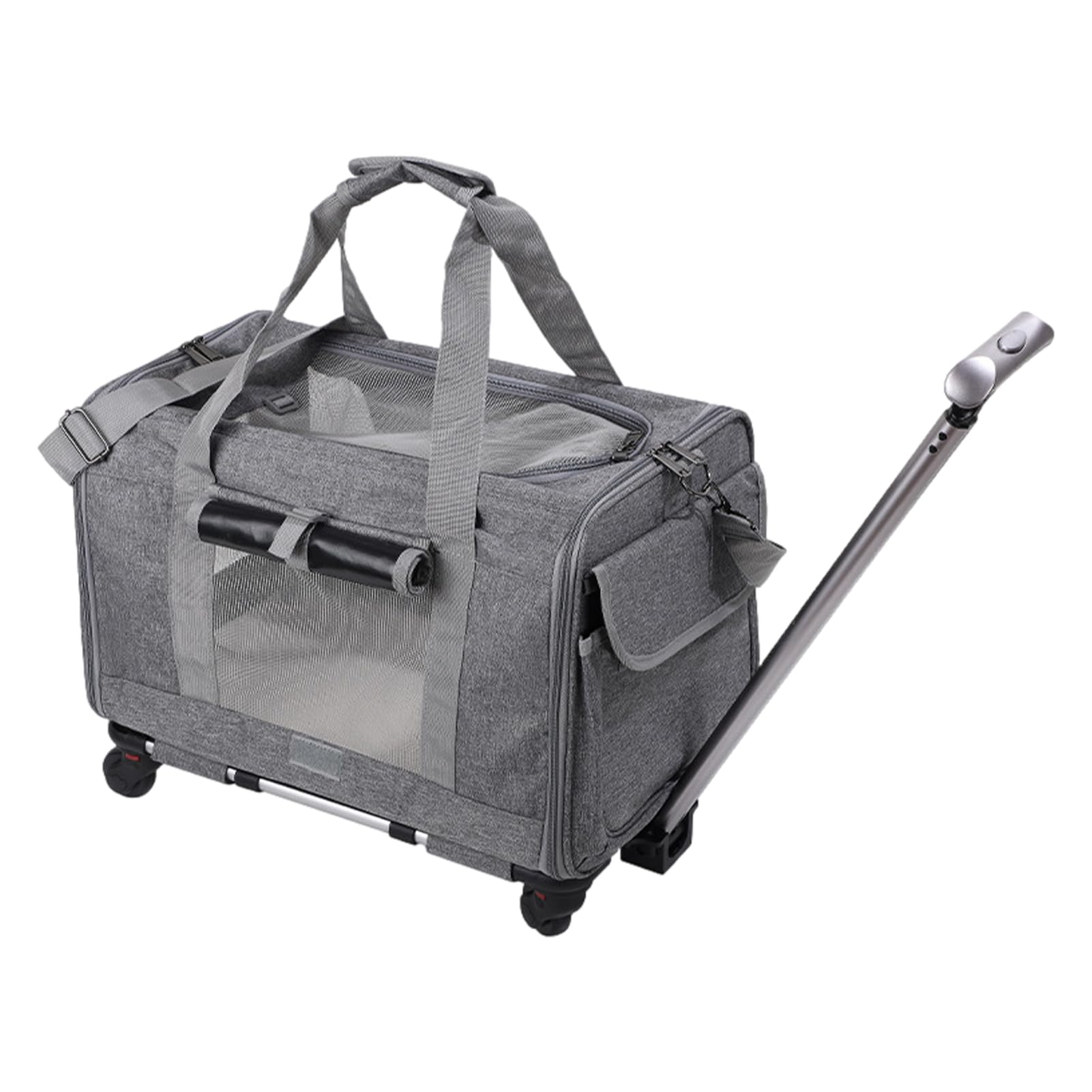 Dog Carrier with Wheels, Pet Carrier for Small Cats Dogs, Cat Wheel, Pet Carrier Travel Bag with Safety Zippers, Soft Rolling Cat Carrier, Airline Approved Pet Carrier (A)
