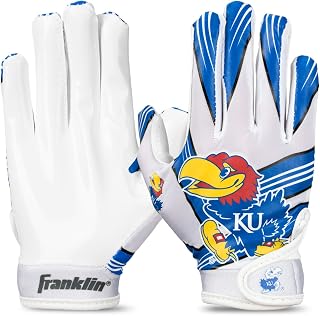 Franklin Sports Youth NCAA Football Receiver Gloves - Receiver Gloves for Kids - NCAA Team Logos and Silicone Palm - Youth Pair - Great for Games & Costumes