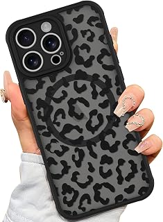AIGOMARA Magnetic Case for iPhone 16 Pro Max, Black Leopard Pattern Design