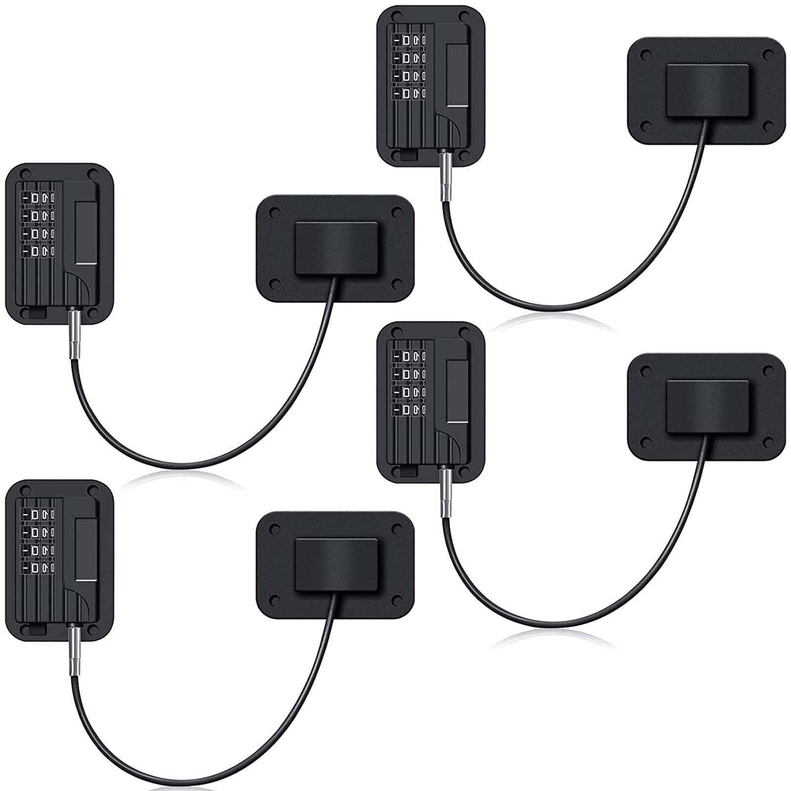 4 x Kühlschrankschloss-Zahlenkombination, Kindersicherheit, Kühlschrankcodiertes Schloss, Fenstercode-Schloss, selbstklebend, kein Bohren, Sicherheitsschloss für Fenster, Schubladen, Tür, Schrank