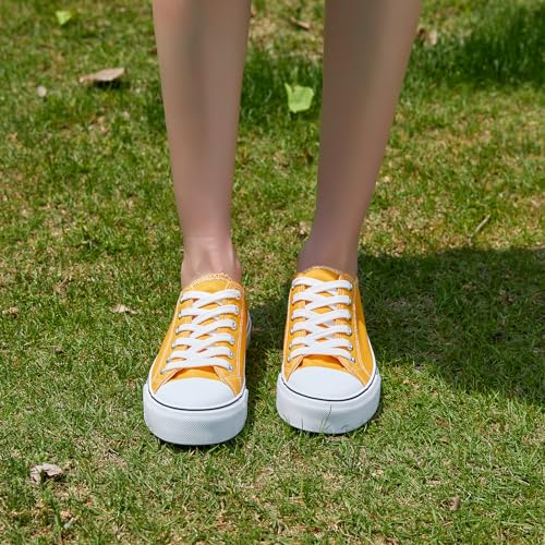 Image of ZGR Womens White Tennis Shoes for Women,Low Tops Lace up Canvas Sneakers
