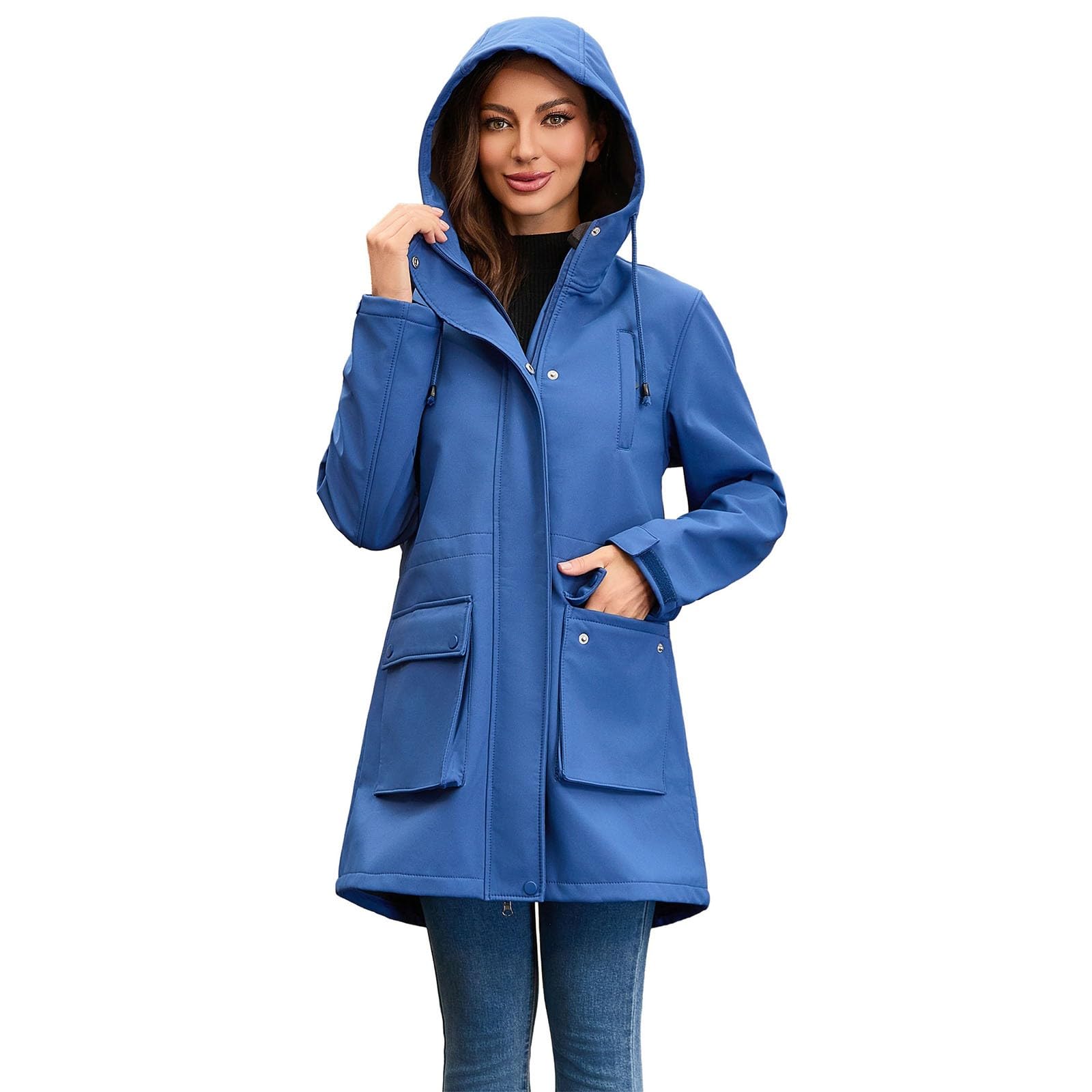 Fahrrad Regenjacke Damen Camping Wandern Angeln Reisen Regenponcho Festival Stilvoll Regenmantel Regenbekleidung Wasserdicht Outdoorjacke Funktionsjacke Teenager Mädchen Leicht Tragbarer Regencape
