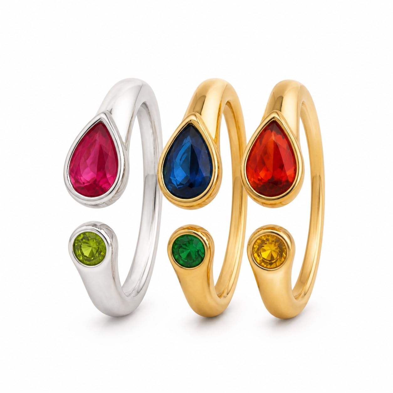 Générique Bague avec deux pierres en argent 925, sobre