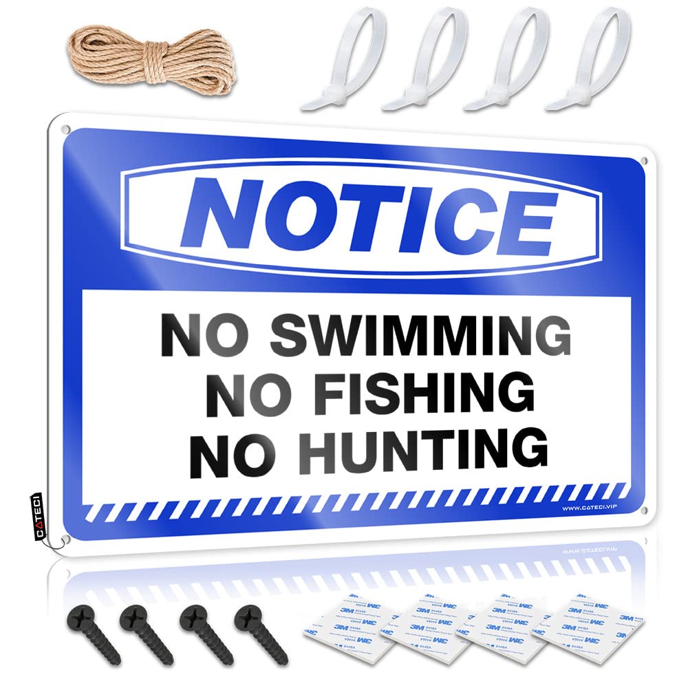 Pool Signs And Decor Outdoor Notice No Swimming No Fishing No Hunting Tin Sign Man Cave Signs Vintage Funny Retro Metal Signs(30X40CM)