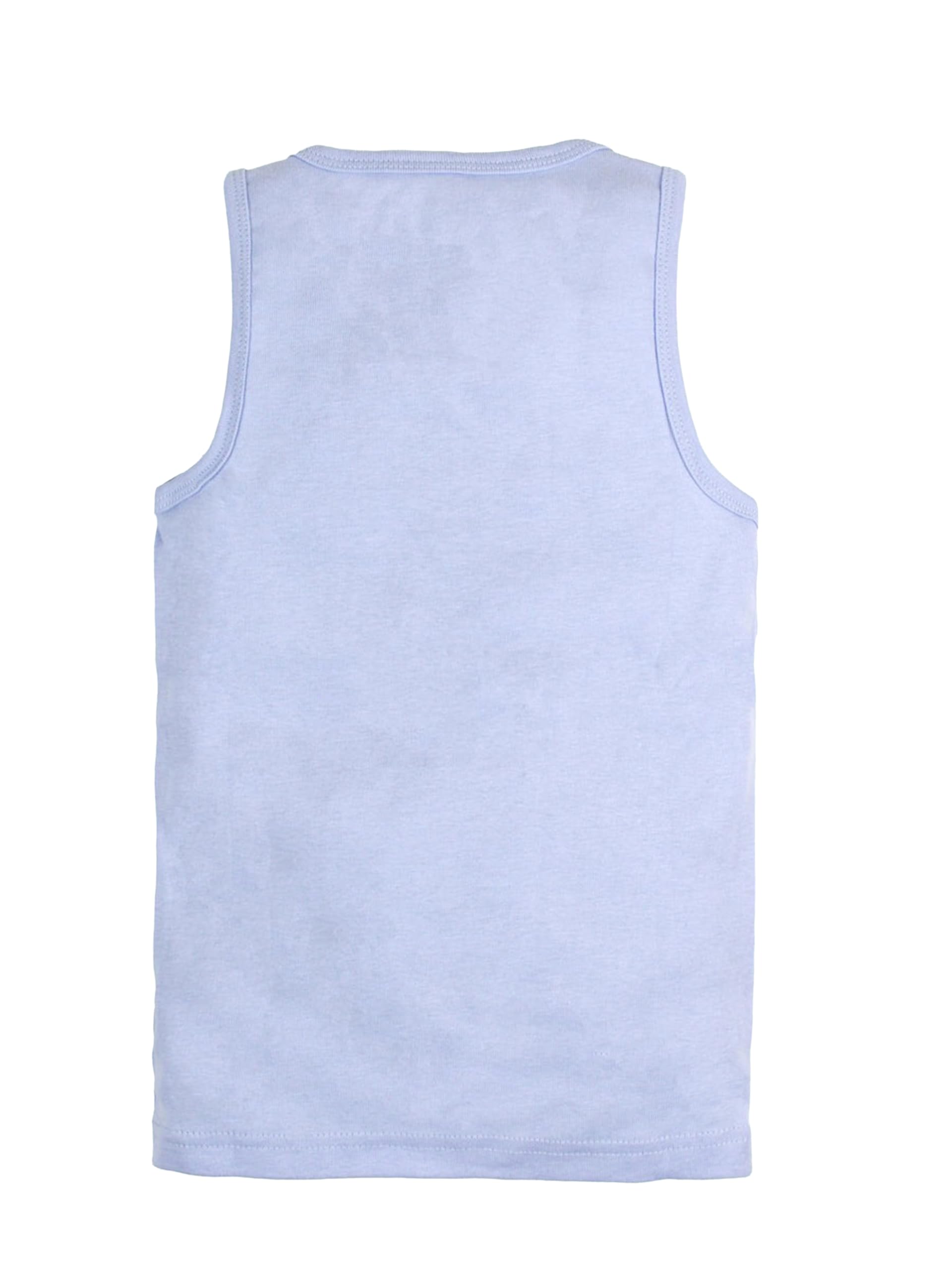 KiddoPanti Boys Cotton Sleeveless Solid Rib Vest Pack of 3, Dark Grey/White/Ice Blue - 12-14Y - Image 6 thumbnail