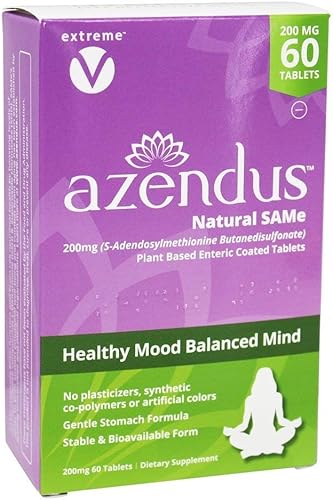 Azendus SAM-e Mood 400 mg o 200 mgs 60 unidades blíster empaquetado Same natural Butanedisulfonato de grado farmacéutico fórmula de estómago suave Azendus SAM-e Mood 400 mg o 200 mgs 60 unidades blíster empaquetado Same natural Butanedisulfonato de grado farmacéutico fórmula de estómago suave