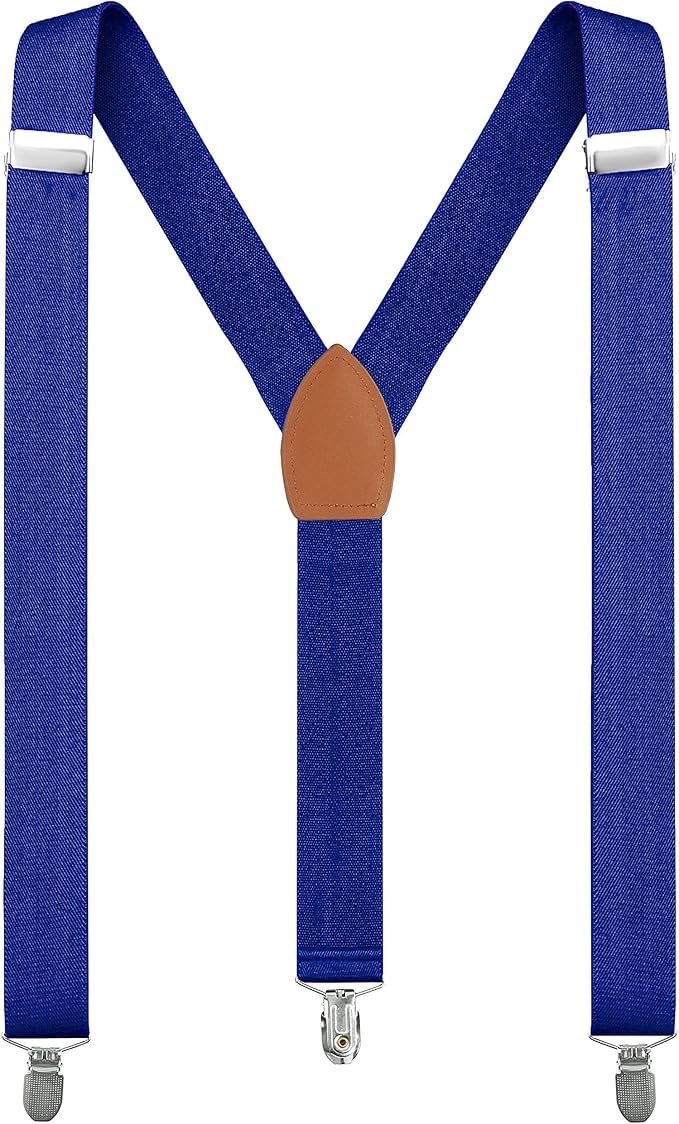 Men’s Y-shape 1.4 Inch Suspender -3 Metal Clips, Elastic Straps