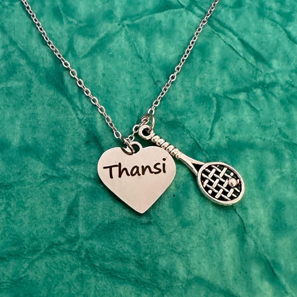 Personalized Engraved Tennis Racket Necklace, Custom Tennis Player Jewelry - Tennis Necklace For Women, Teens & Girls - Image 5