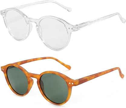ZENOTTIC Polarized Round Sunglasses Small + Reading Sunglasses 2.0x for Women Men