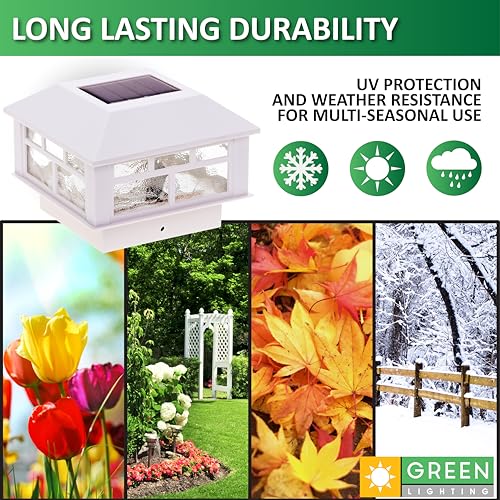 GreenLighting Modern Solar Post Cap Lights Fits 4x4 Wood, 4x4 & 5x5 PCV/Vinyl Outdoor Solar Powered Light, Fence Post, Landscaping, Deck, Garden- Bright LED, Waterproof White 8 Pack by GreenLighting - Used condition - Image 6