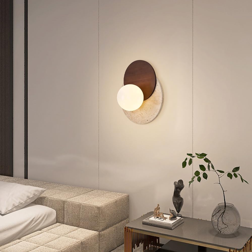 Okrągły kamień lampa ścienna naturalny marmurowy abażur kinkiet G9 podstawa oświetlenie oprawy wewnętrzne dekoracja do salonu tło jadalnia korytarz gabinet