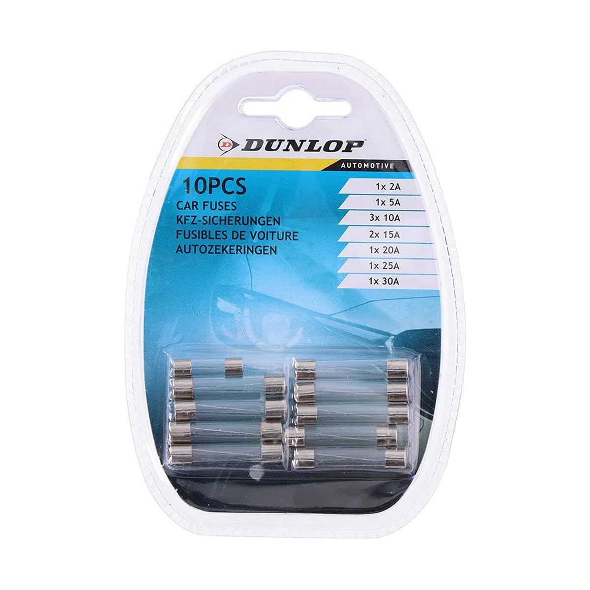 SET DE 10 FUSIBLES VARIADOS DE CRISTAL PARA COCHE DUNLOP - NEOFERR