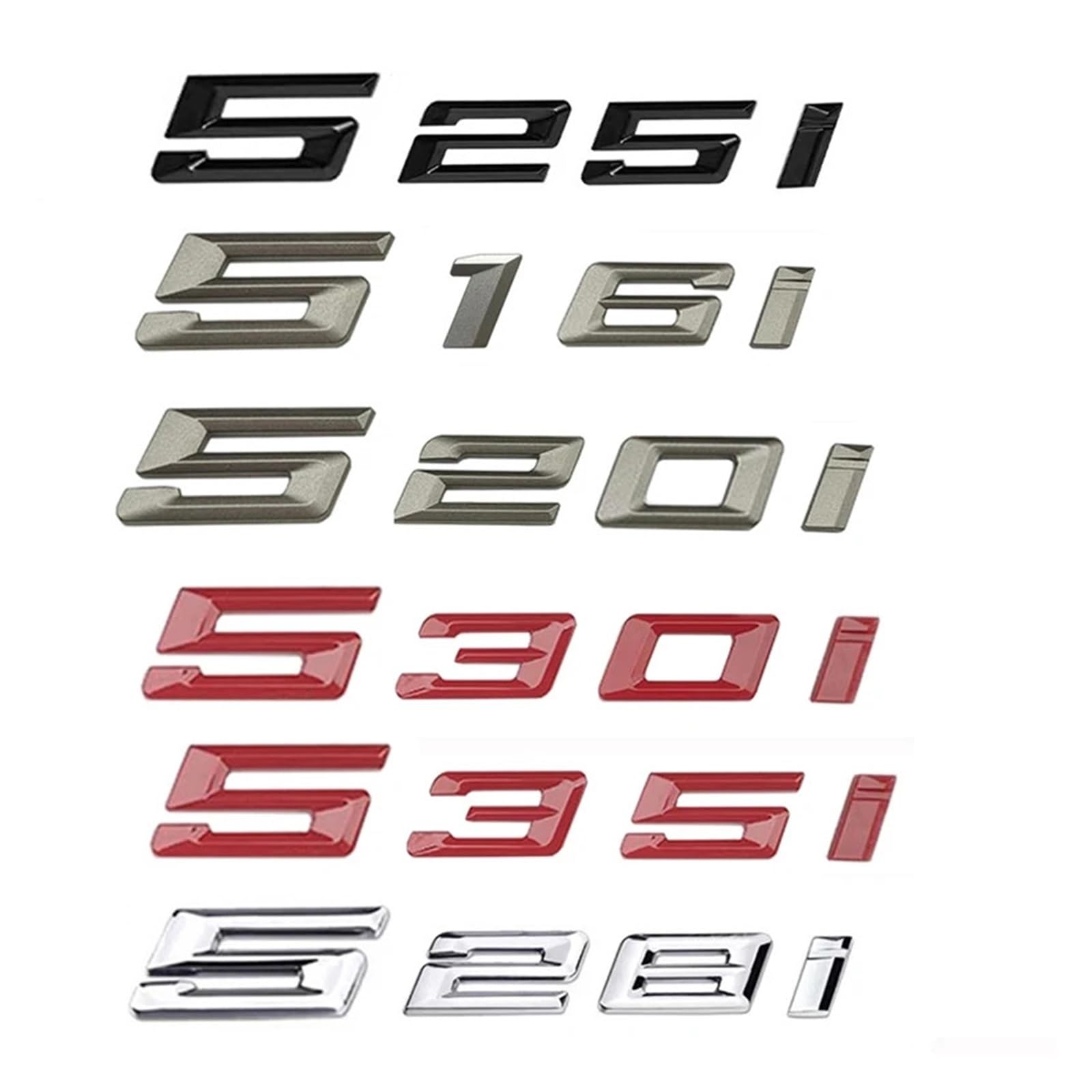 Auto-Kofferraum-Wörter-Abzeichen-Emblem-Aufkleber-Aufkleber for 520i 525i 528i 530i 535i 540i G30 G31 G60 G61 2024 2025(Gloss Black,520i)