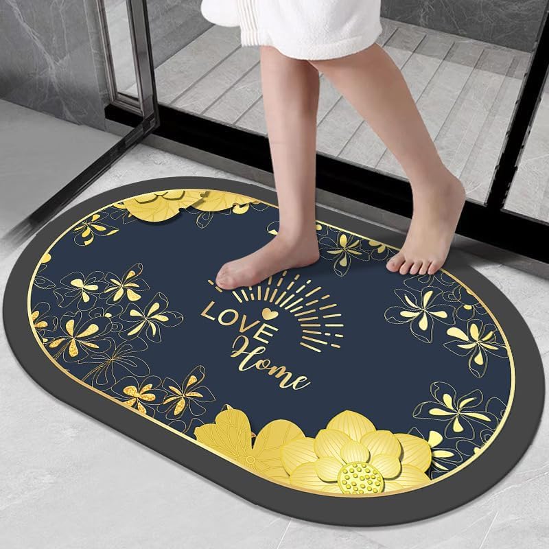 Tapis de bain anti-moule en pierre de diatomite bleu 50x80cm contre les sols glissants