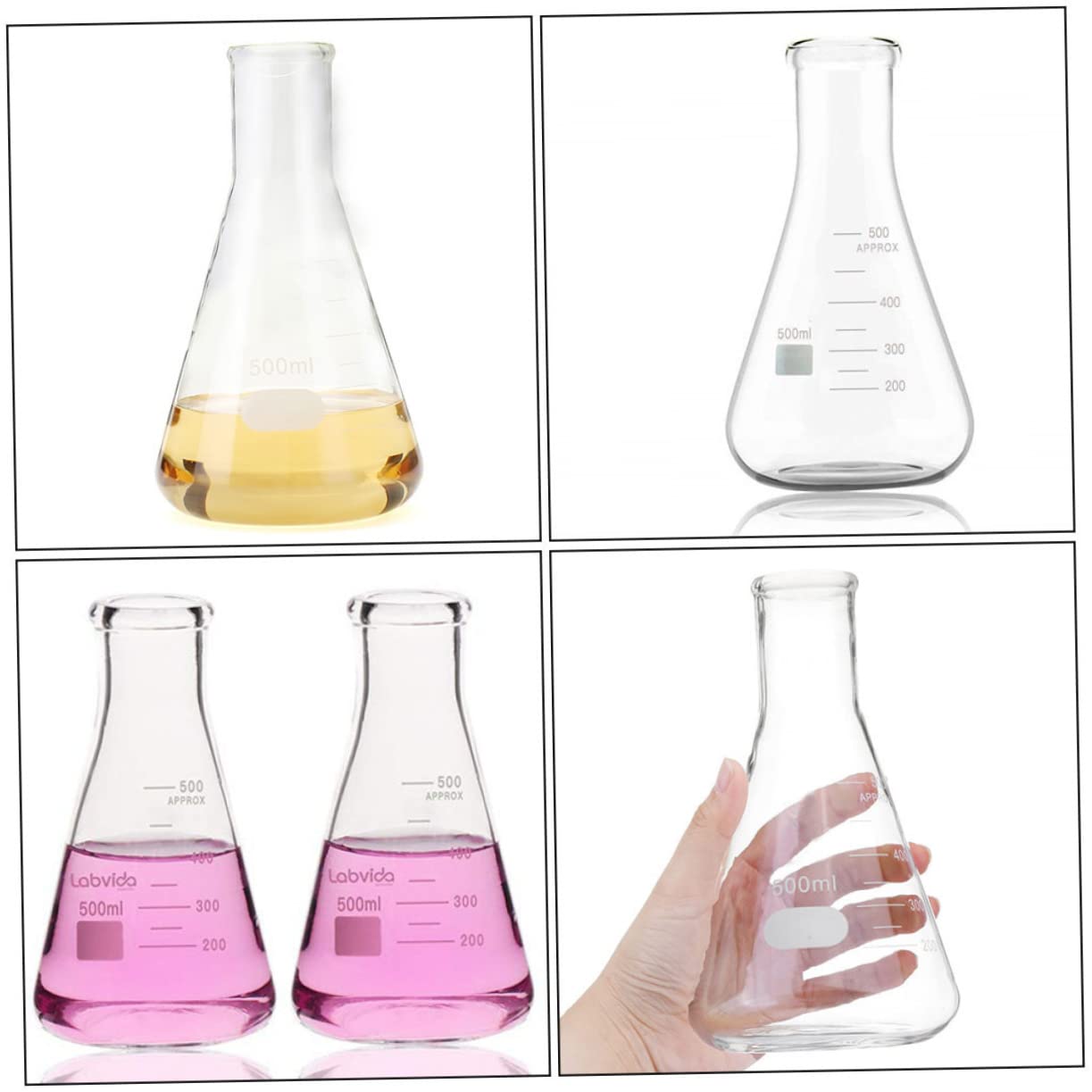 5pezzi Conici Vetro Borosilicato Ad Triangolari Capacità Pratici Per e