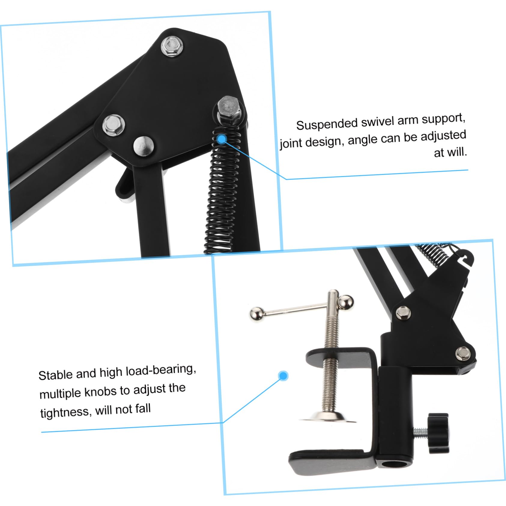 Soporte de Brazo Articulado Negro, para Cámara Web de Escritorio Metal