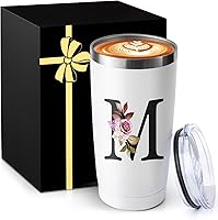 MNZZ 20oz Insulated Stainless Steel Coffee Tumbler with Leak-Proof Lid - Personalized 26-Letter Design, Car Cup Holder Fit, Ideal Gift for Birthdays & Holidays