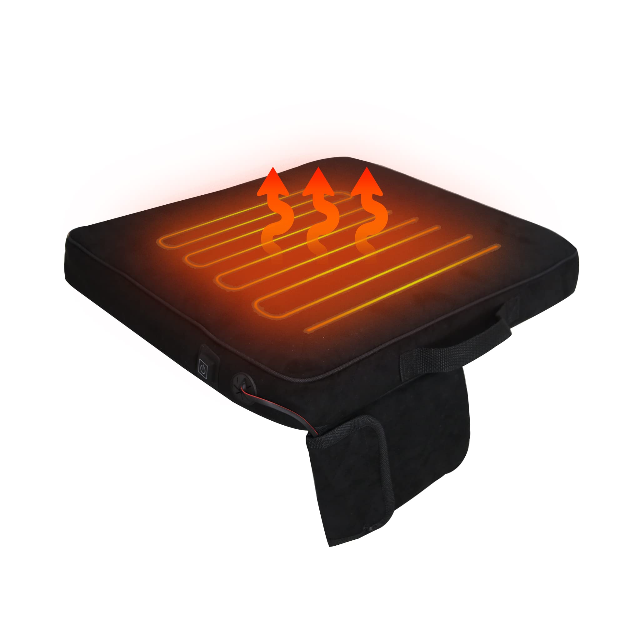 MDSTOPPortable Heated Seat Cushion, USB Heating Camping Chair Pad, with 3 Heating Settings, Memory Foam Heated Seat Pad for Stadium Bleachers, Office, Fishing, Boat, Wheelchair(No Power Bank)