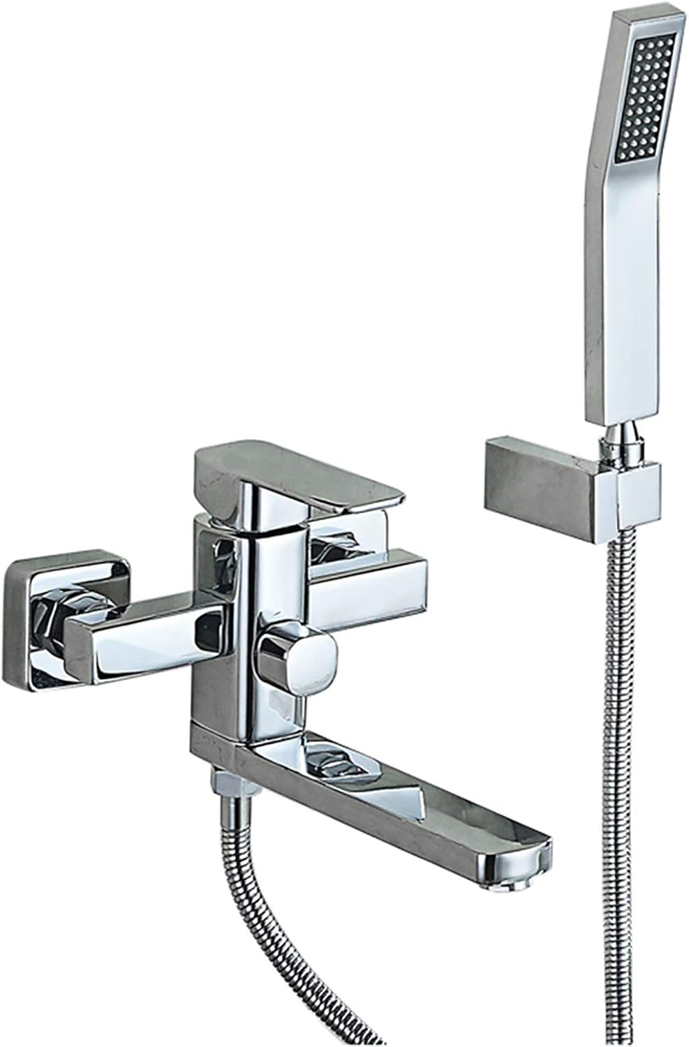 Tub Faucet Chrome Bathtub Faucet with Handheld Shower, Rotatable Tub Filler Faucet Wall Mounted Tub Tap Single Handle Brass Filler Mixer Tap with Cold and Hot Water,22 cm