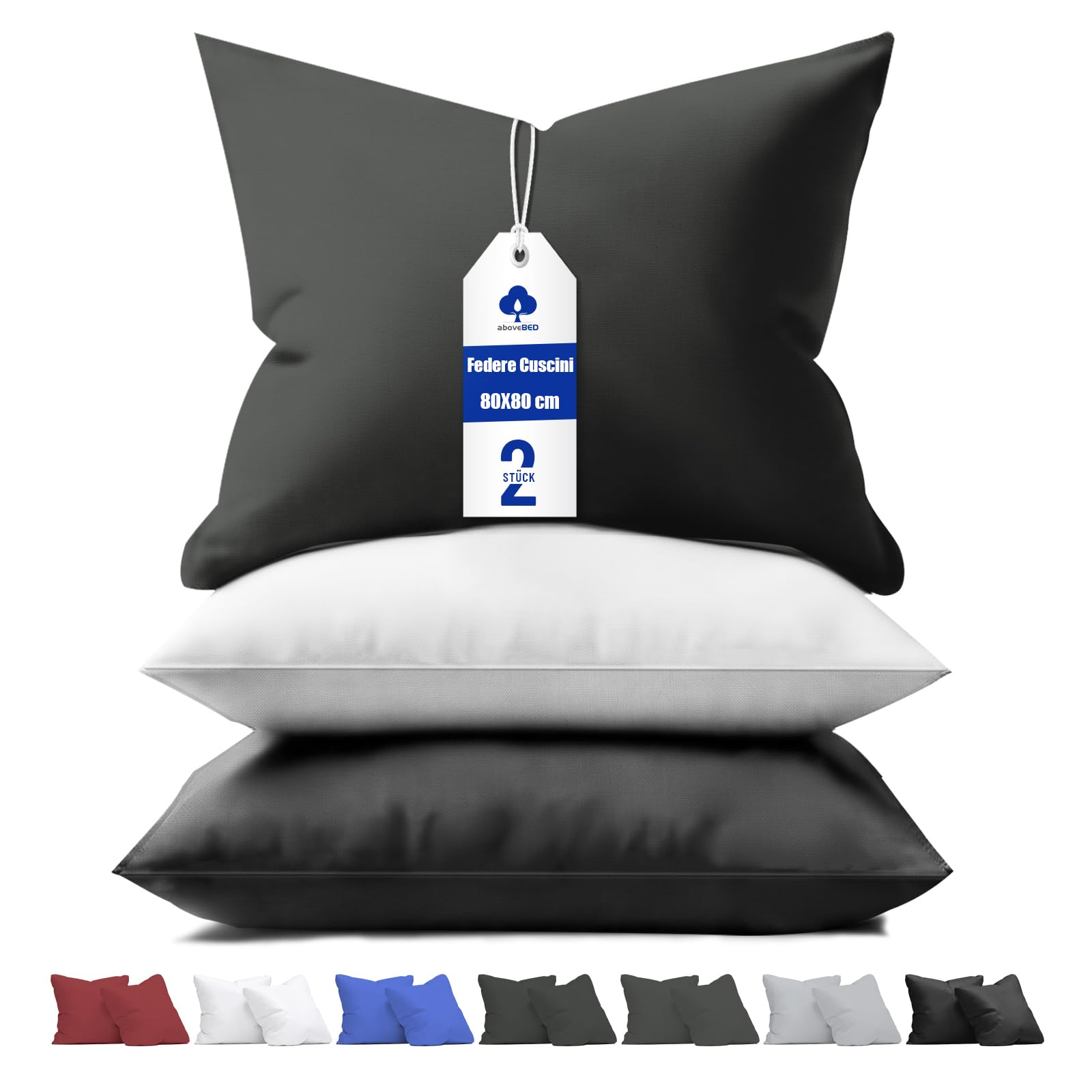 Set Di 2 Federe Per Cuscino 40x60 Cm In Microfibra Antracite - Con Cerniera, Morbide E Senza Pieghe