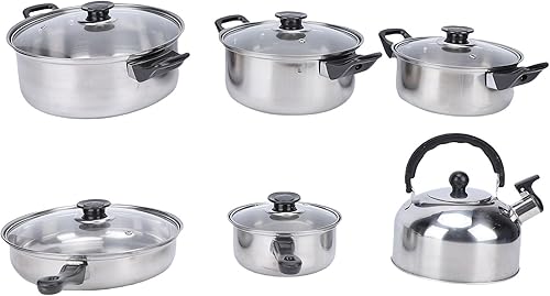 Tnfeeon Home Kitchen Cookware Sets with Glass Lid Sturdy Noodles Pot Kitchen Cooking Pots and Pans for Indoor Boiling Soups Sauce, Cookware Sets