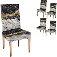 Vista 45 de TOMWISH Fundas para Sillas De Comedor 6, Fundas para sillas de comedor, pintura de arte abstracto, funda extraíble elástica de elastano para silla