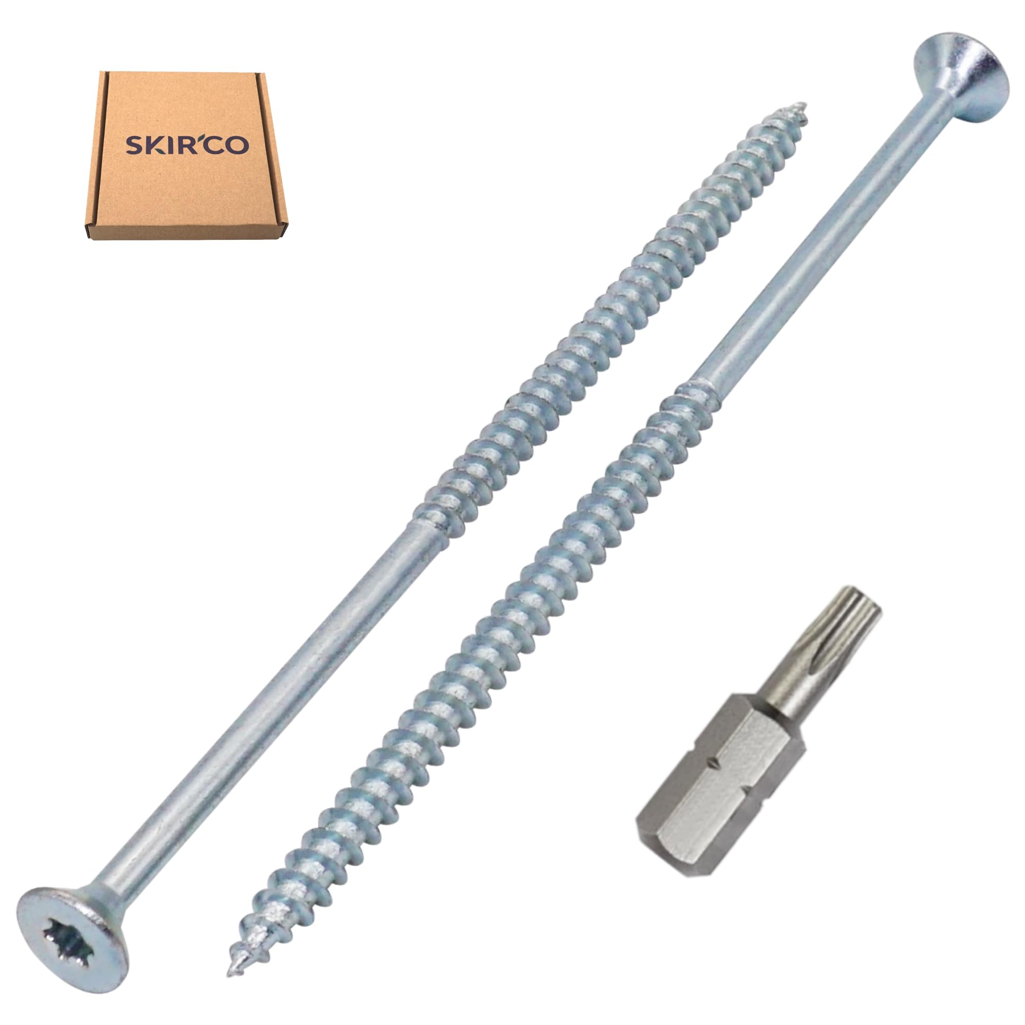 SKIR'CO (20 pcs) Zinc Plated Steel Wood Screws 5.0 x 120 mm, Torx Countersunk Head Screws, Chipboard Screws, Partially Threaded - Image 2