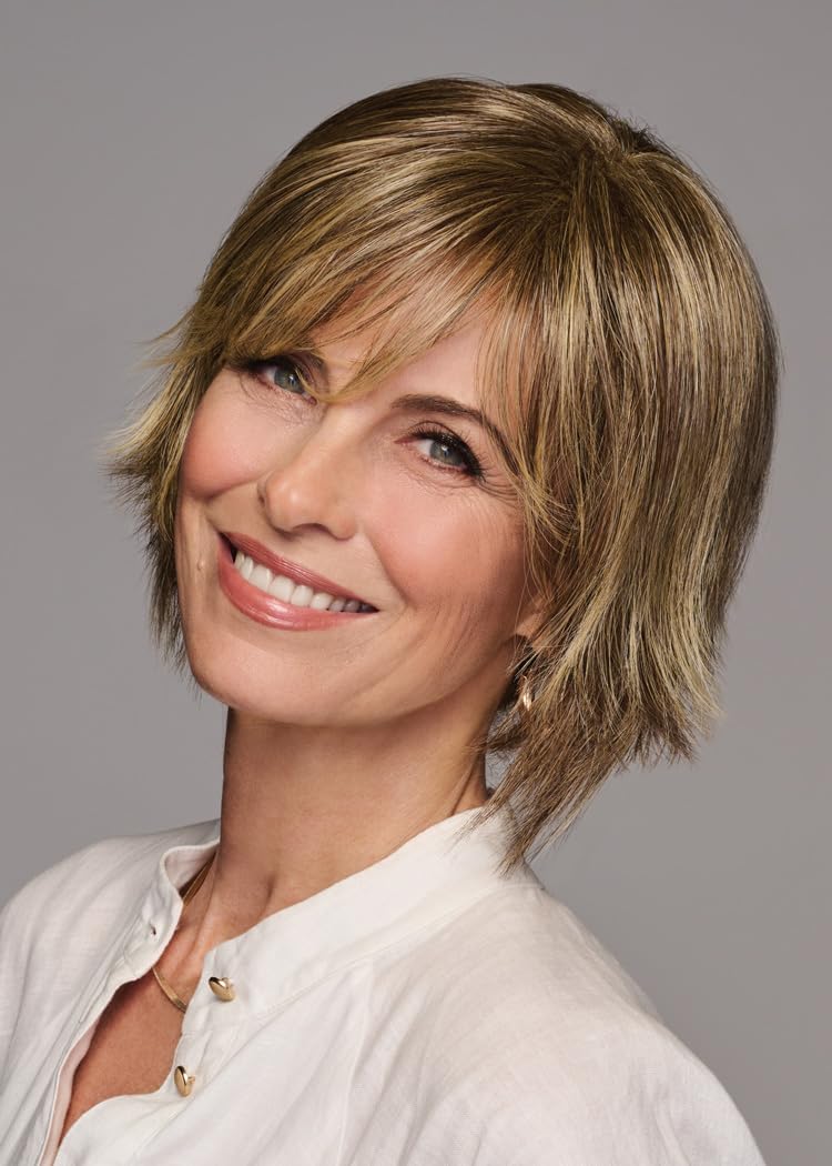 GABOR Kinetic Beauty Chin-Length Modern Edgy Bob Wig by Hairuwear, Average Cap - Light Brown