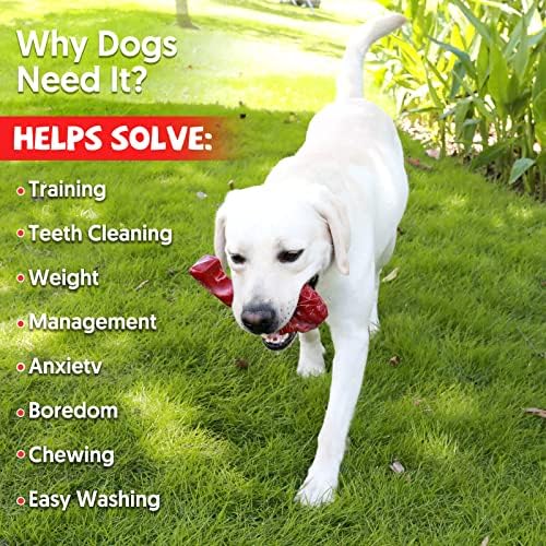 2 Pack Indestructible Dog Chew Toys for Aggressive Chewers, Real Beef Flavor Durable Dog Teething Chew Toys Bones for Large/Medium/Small Puppies (Beef)