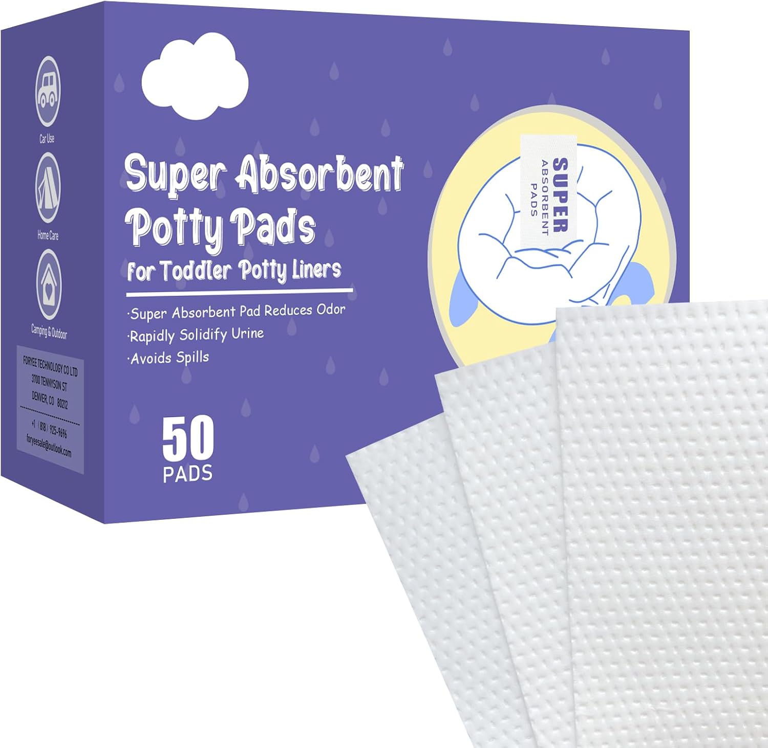 50 Packs Super Absorbent Urine Pads Portable Child Used with Travel Potty Bags Disposable Liners for Toddlers, Toilet Seat for Kids Pee Training