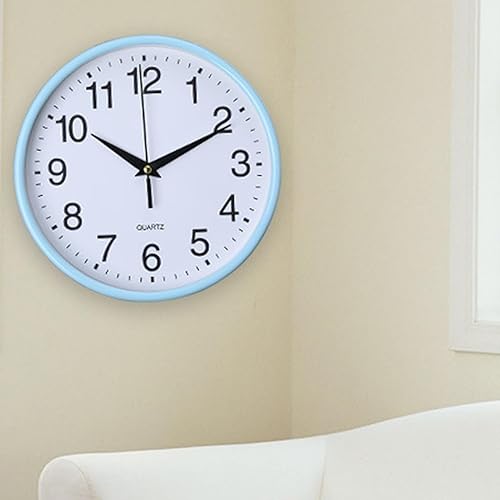 Miniatura 4 de Reloj de pared redondo azul moderno, funciona con pilas, fácil de leer, 7.9 in de diámetro