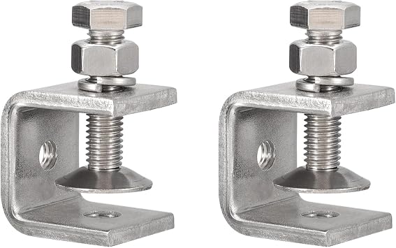 2 Pack 304 Stainless Steel C Clamps with 20mm/0.79" Stable Wide Jaw Opening Tiger Clamp for Woodworking Welding Construction Household Mount