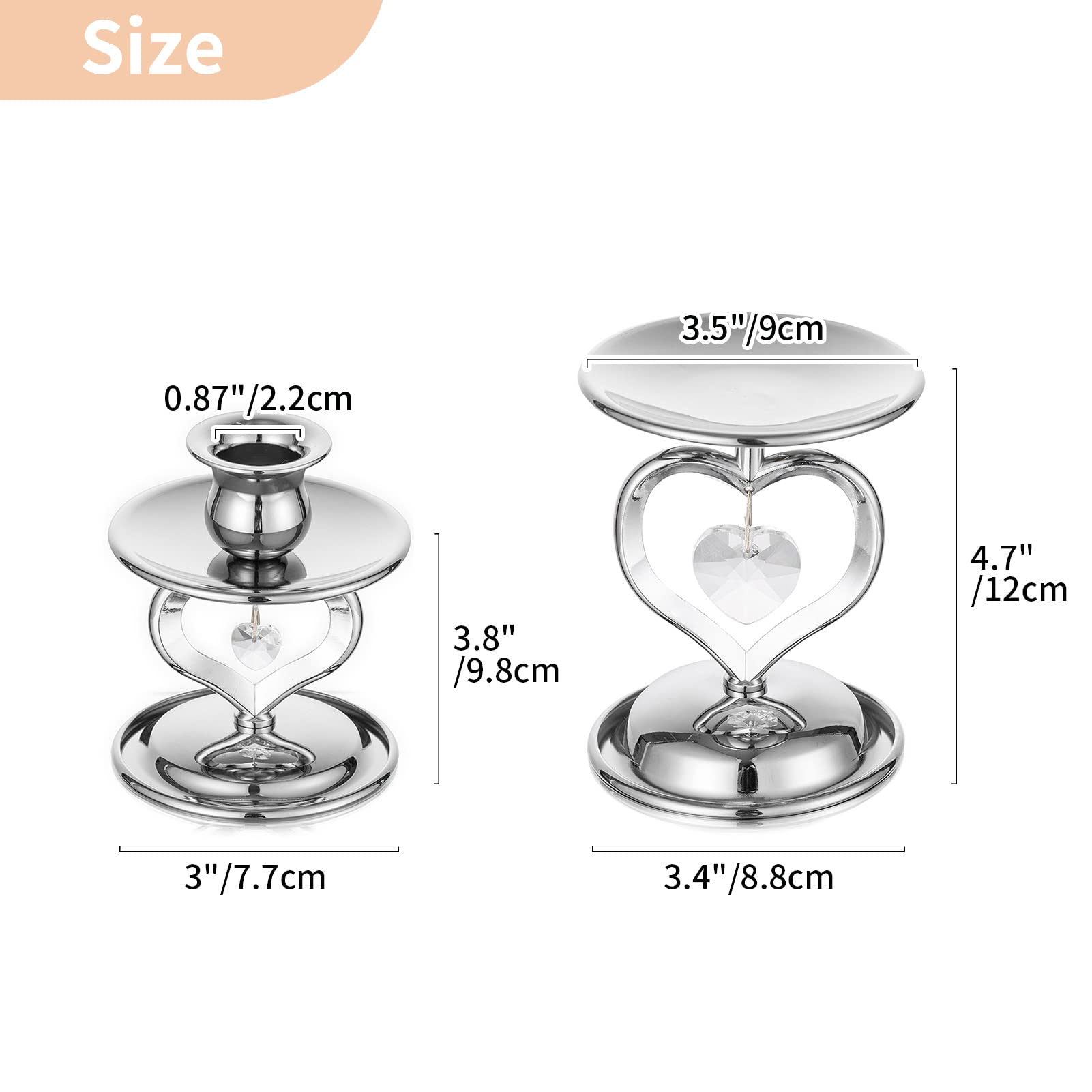 Nuptio Unity Candle Holder Silver Candlestick Holder for Pillar Taper Candles Metal Pillar Candle Holders Set of 3 Table Centerpiece for Wedding Anniversary Candlelight Dinner Decor