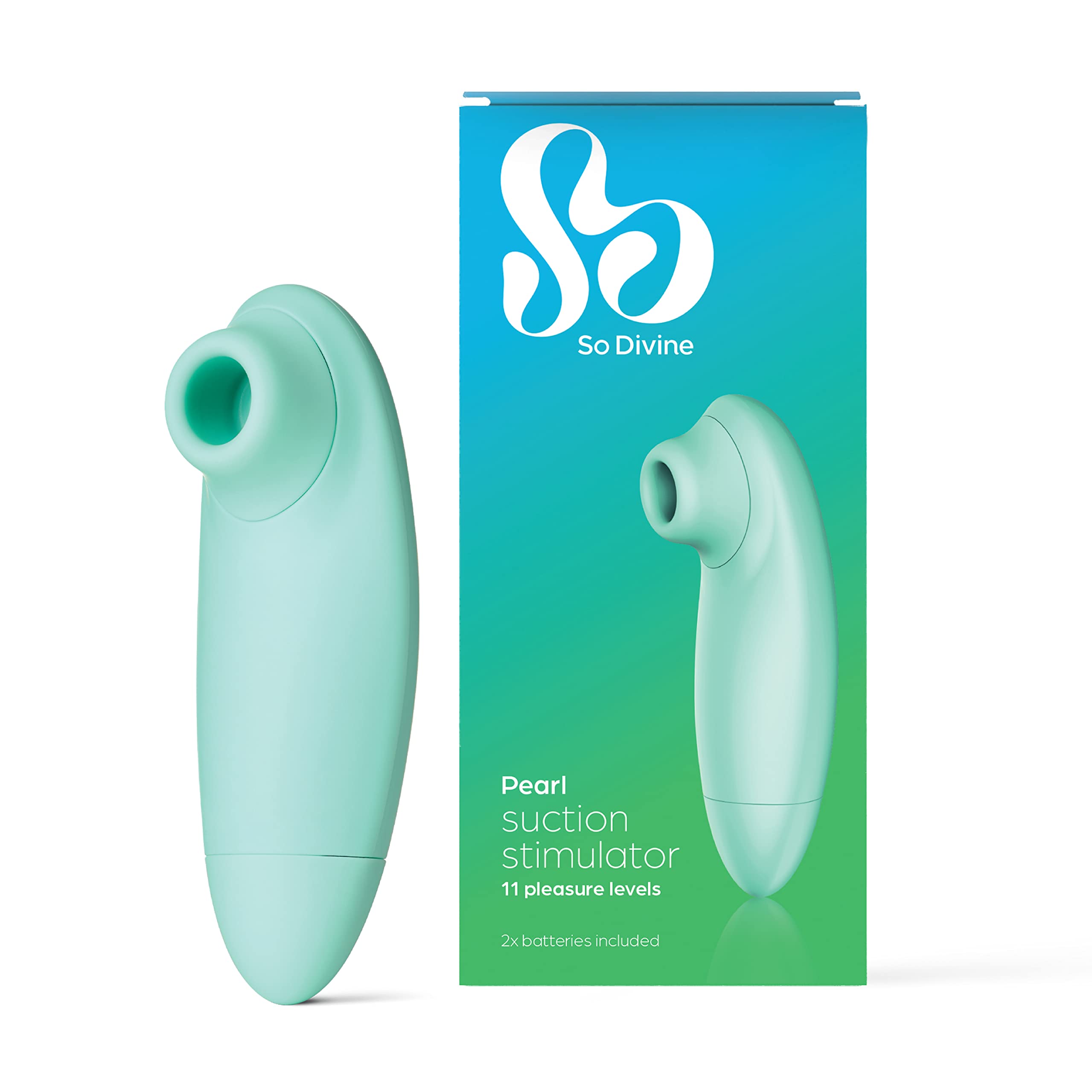 So Divine Pearl Clitoral Suction Stimulator- Clit Sucker with 11 Suction speeds - Waterproof Sex Toy for Women- Body Safe Silicone - Aqua - Discreet delivery.