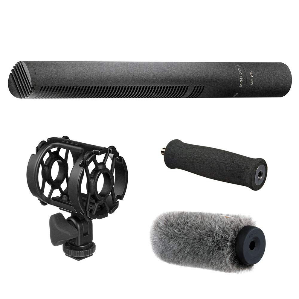 SennheiserMKH 8060 Pro Audio Condenser Microphone with Mic Shockmount, Mic Pistol Grip & 12cm Windshield Bundle