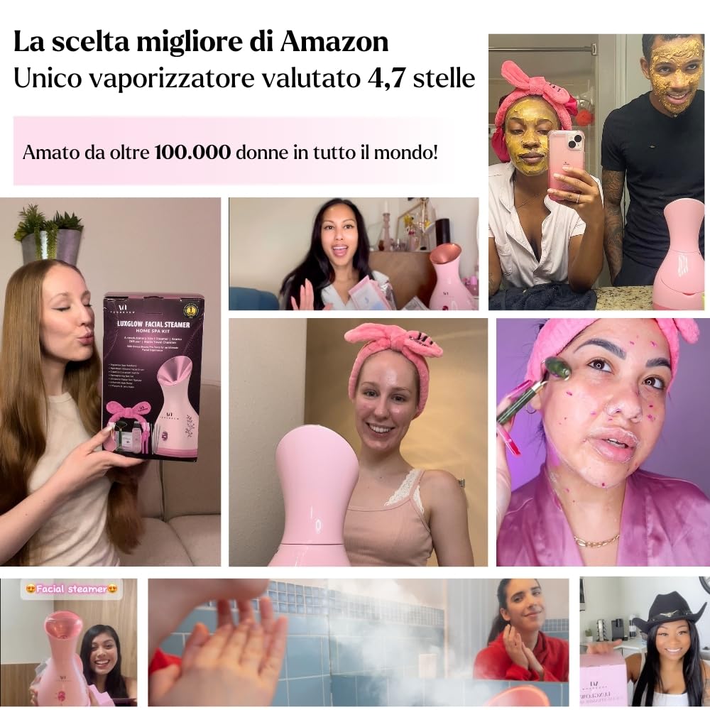 VogueNow Kit Spa per vaporizzazione del viso con 8 strumenti per la cura della pelle in omaggio | Vapore per la pulizia profonda del viso con modalità scalda-asciugamani e umidificatore