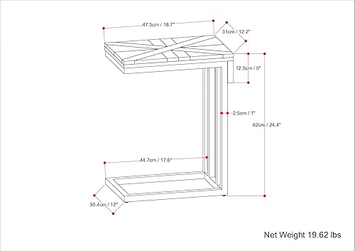 Miniatura 4 de SIMPLIHOME Hayward - Mesa auxiliar de metal industrial moderna de 19 pulgadas de ancho en natural, totalmente montada, para sala de estar y