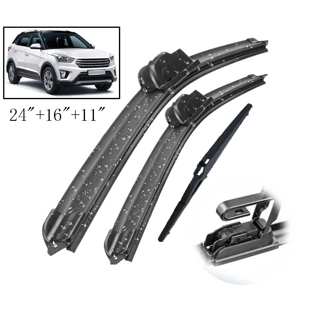 Per H&Yun&dai per Creta IX25 MK1 2014 2015 2016 2017 2018 2019 Finestrini di Automobile Anteriore Posteriore Tergicristallo Spazzole Set Kit 24 "16" 11"