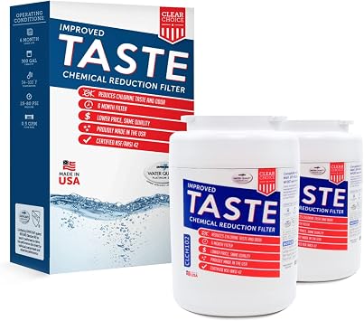 Clear Choice Taste Filter Replacement for GE MWF GWF Filter Compatible with WF287 EFF-6013A FMG-1 FMG1 Refrigerator Water Filter, NSF/ANSI 42, Box of 2, Made in the USA