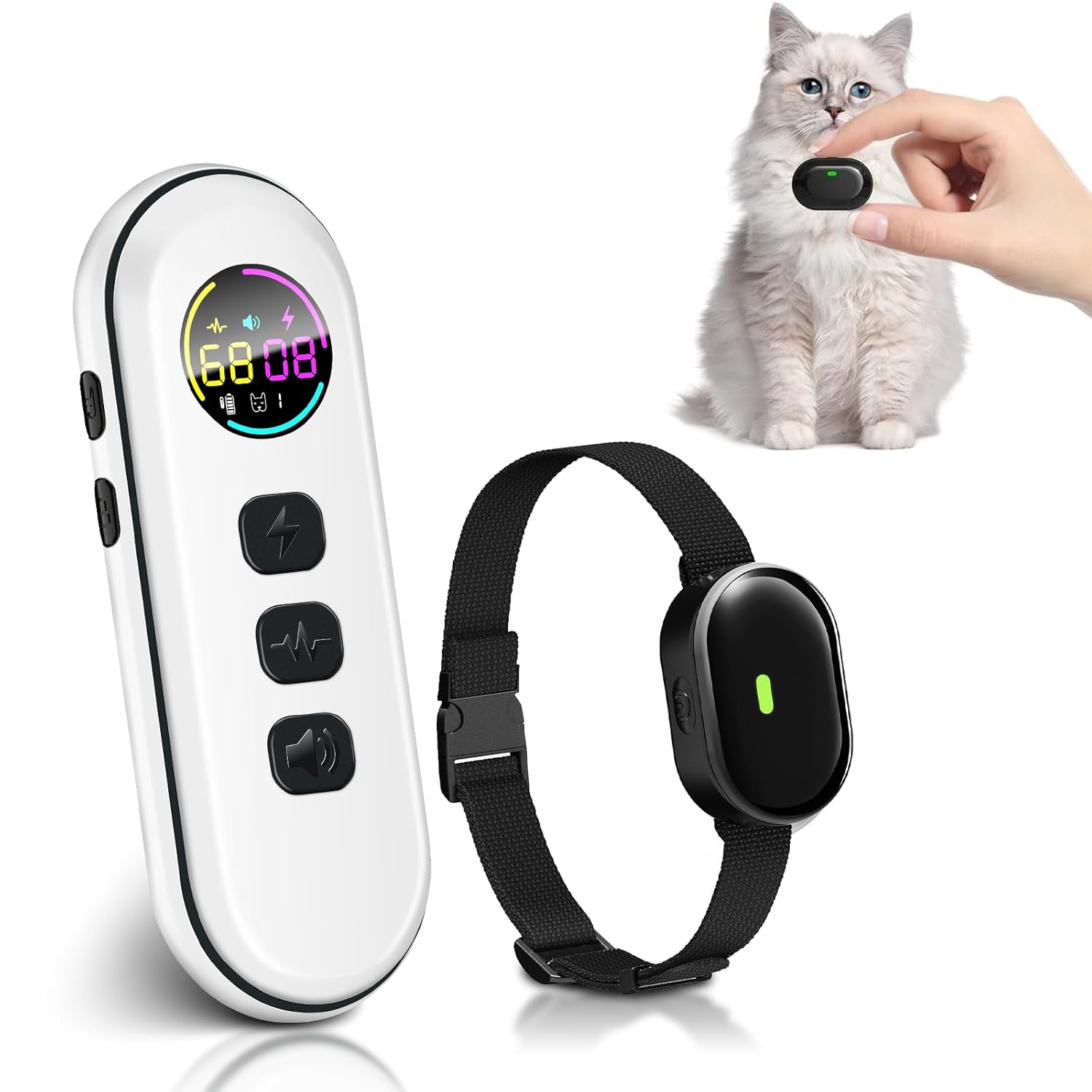 Ultra-Small Cat Shock Collar Ultra-Light Thin Cat Training Collar with 1300ft Remote Tailored for Cats Small Dogs 198-Level