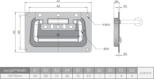 Miniatura 5 de MroMax Mango de pecho de 4.33 x 2.76 pulgadas, mango de pintura en aerosol, tamaño pequeño, montaje en superficie, mango de 4.331 in x 2.756 in para