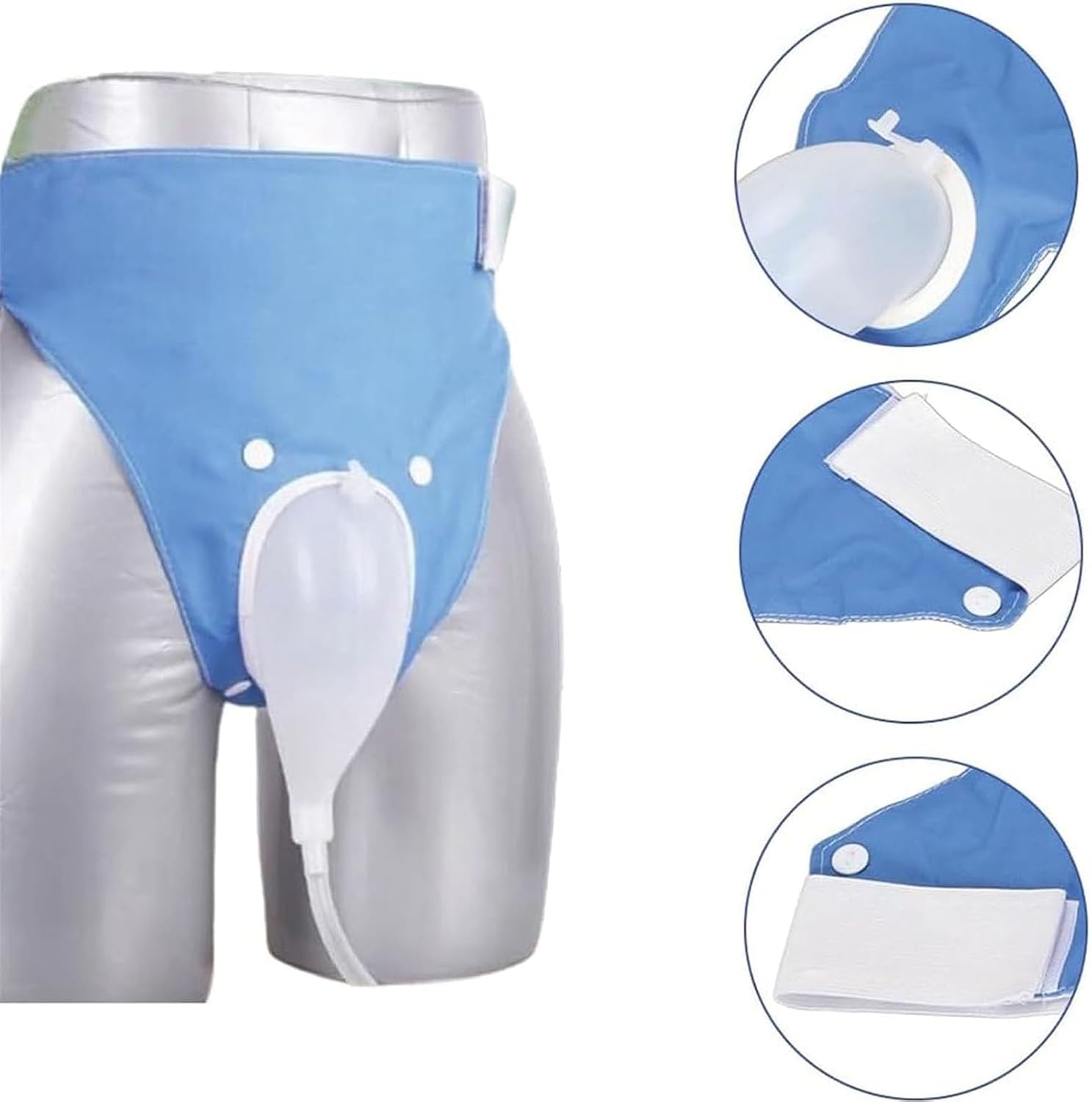 Urine Collector Bag, Wearable Urine Collector with Elastic Waist, Reusable Wearable Urinary Drainage, Portable Silicone Urine Drainage Catheter Bag for Incontinence Bedridden Patients blue woman