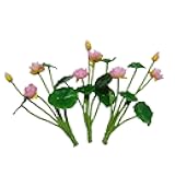 DODXIAOBEUL 3 Pcs Pink Artificial Flower Water Lily,10