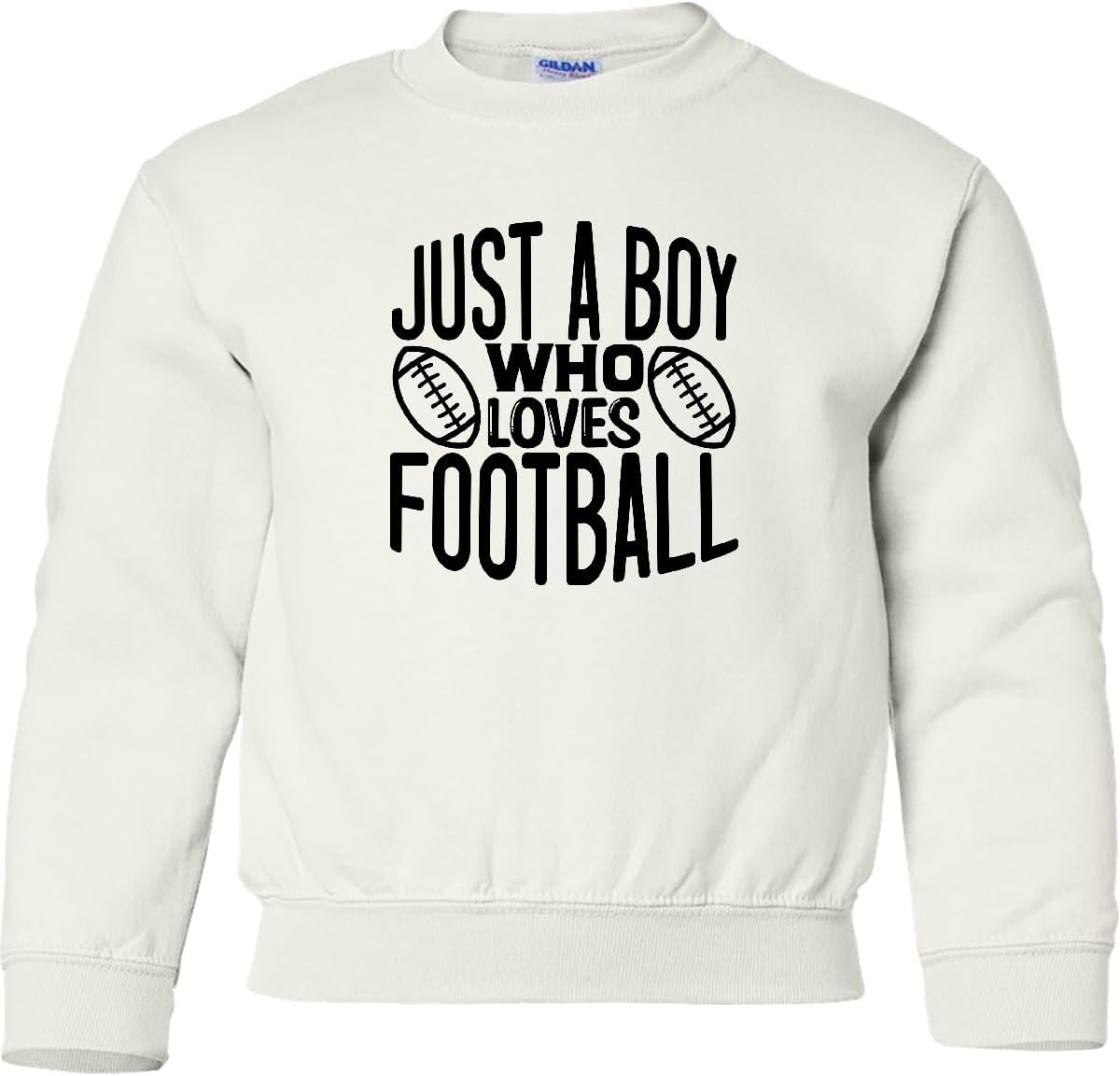 inktastic Just a Boy Who Loves Football Youth Sweatshirt