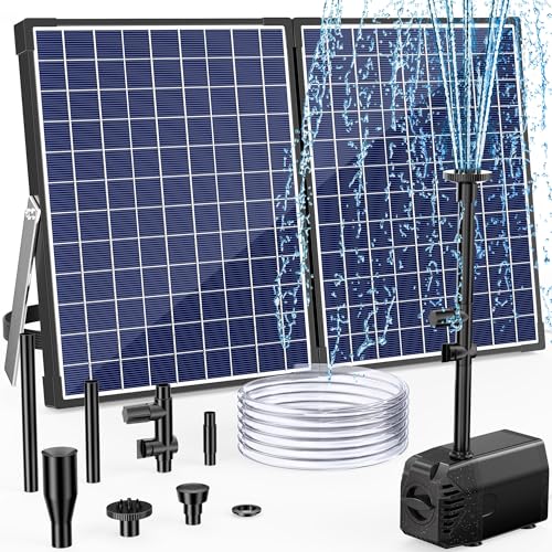 POPOSOAP Solarna pompa do stawu 35 W, 1620 l/h, solarna pompa do fontanny ze stabilnym promieniowaniem wody, ochrona przed pracą na sucho, kabel 5 m, do ogrodu, stawów, basenów dla ptaków i zabaw