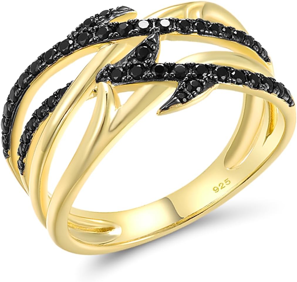 Santuzza 925 Sterling Silver Overlapping Textured Openwork Ring