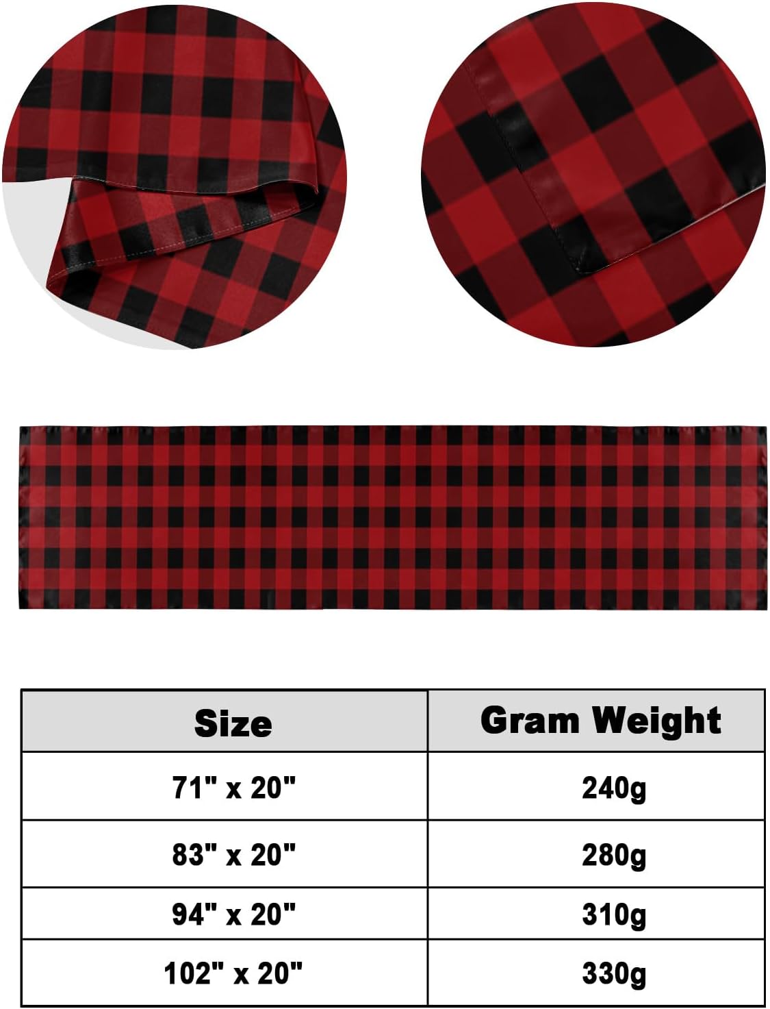 Smile Sunflower Bed Runner Scarf Rustic Red and Black Buffalo Plaid Bedding Scarf Decorative Bed Runners Cover for Home Bedroom Hotel Wedding Room Bed Scarf for Foot of Bed Queen 83x20in