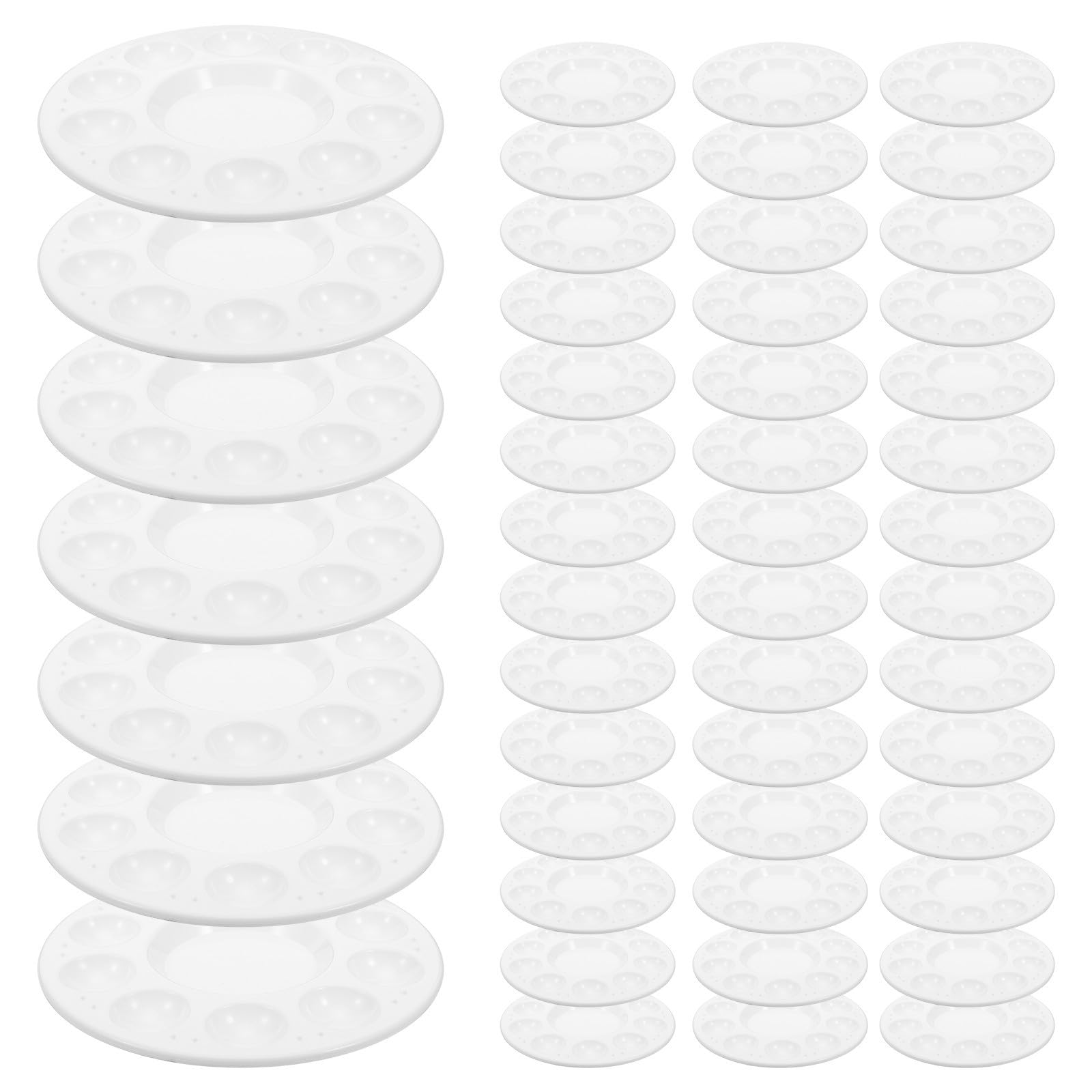 50 Piezas Paleta de Acuarela Redonda de Plástico Blanco para Arte