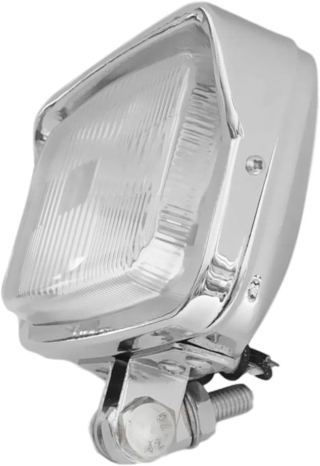 Vintage Motorcycle Square Headlight Retro Headlamp Front Light Lamp w/Clear Glass Lens & Visor For Harley Cruiser Bobber Chopper Yamaha Honda Cafe Racer Suzuki Kawasaki Custom Chrome