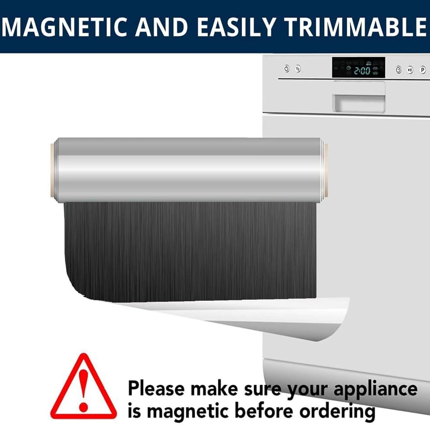Black Stainless Steel Magnetic Dishwasher Cover, Brushed Stainless Steel Pattern, 23" x 26", 1 Count